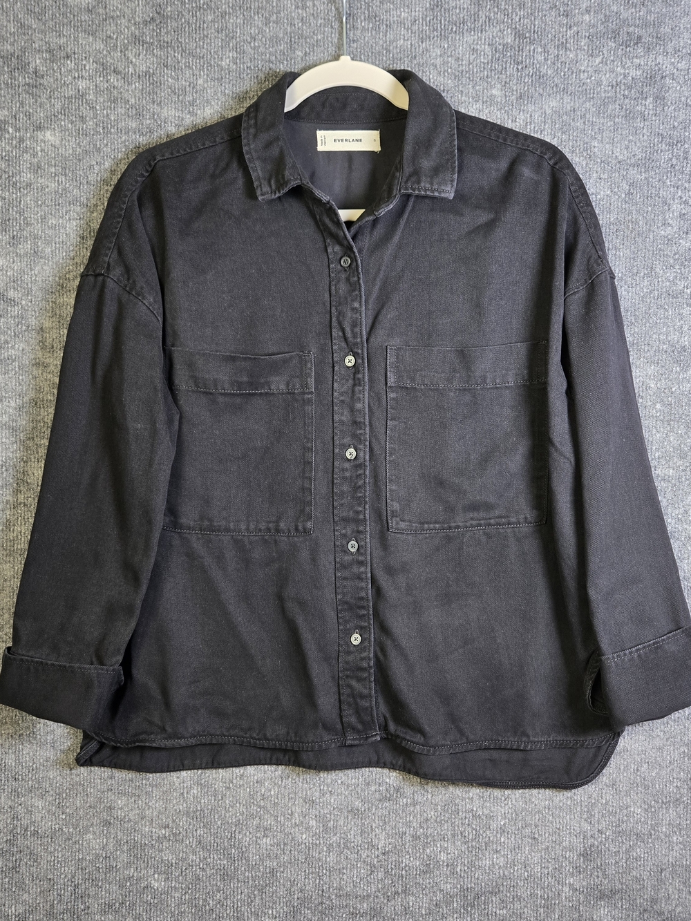 Everlane Overshirt Womens S Black Buttersoft Button Up Boxy Relaxed Shirt